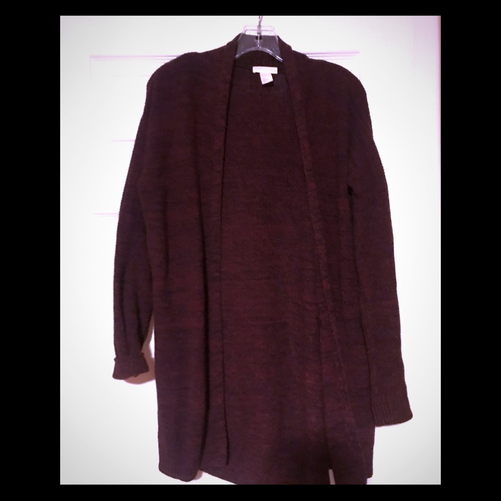 H&M Long dark wine cardigan